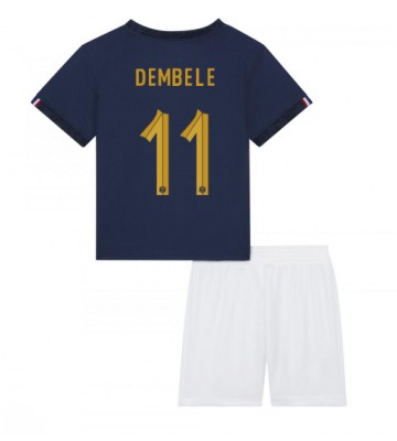 Frankrike Ousmane Dembele #11 Hemmakläder Barn VM 2022 Kortärmad (+ Korta byxor)